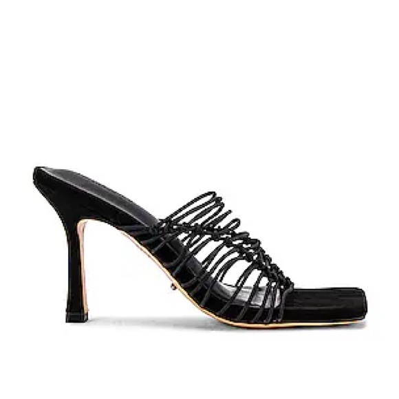 Tony Bianco Shoes - Tony Bianco Lynx Mule Strappy Black Heel 8.5 Square Toe